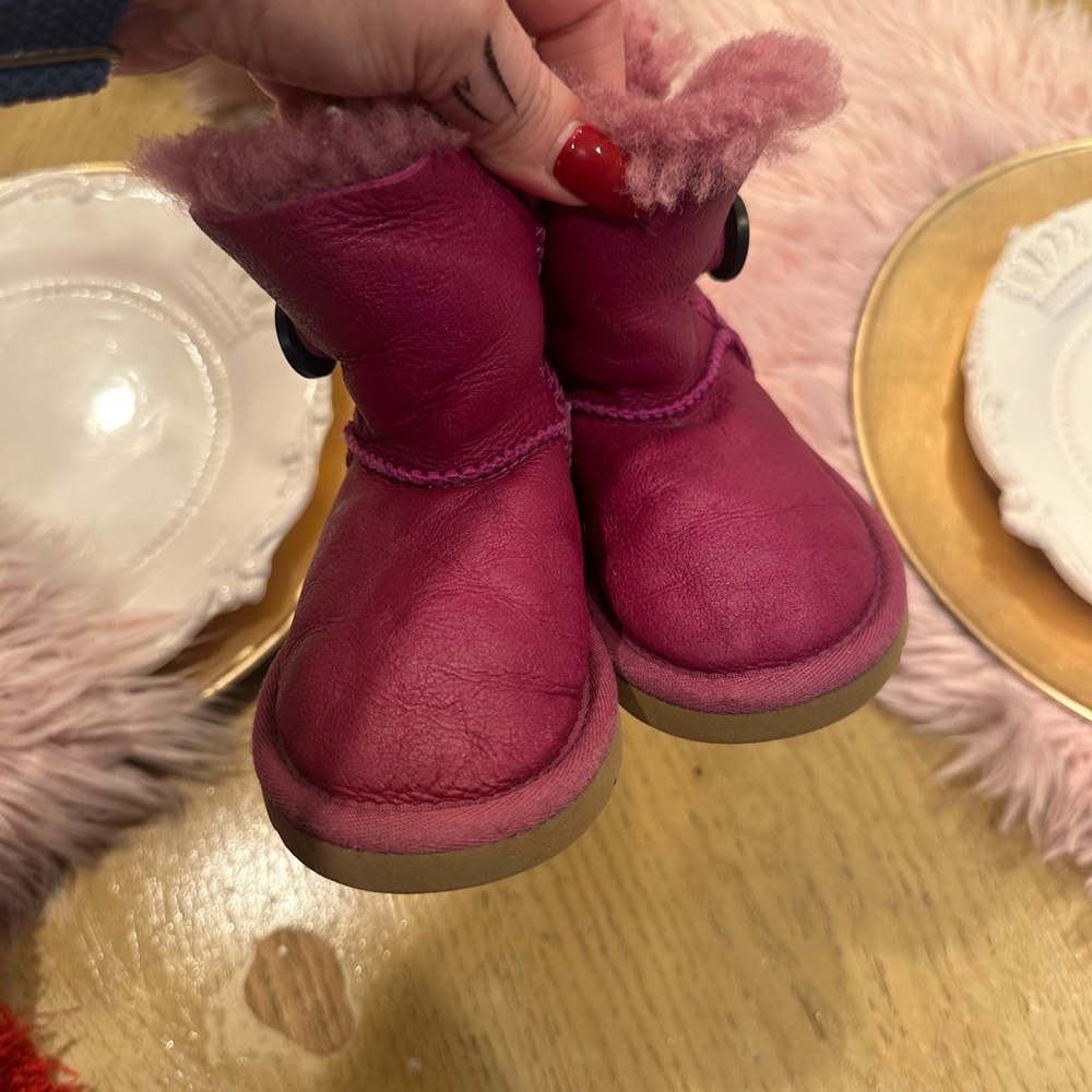 UGG Fuchsia Toddler Boots with Tan Sole